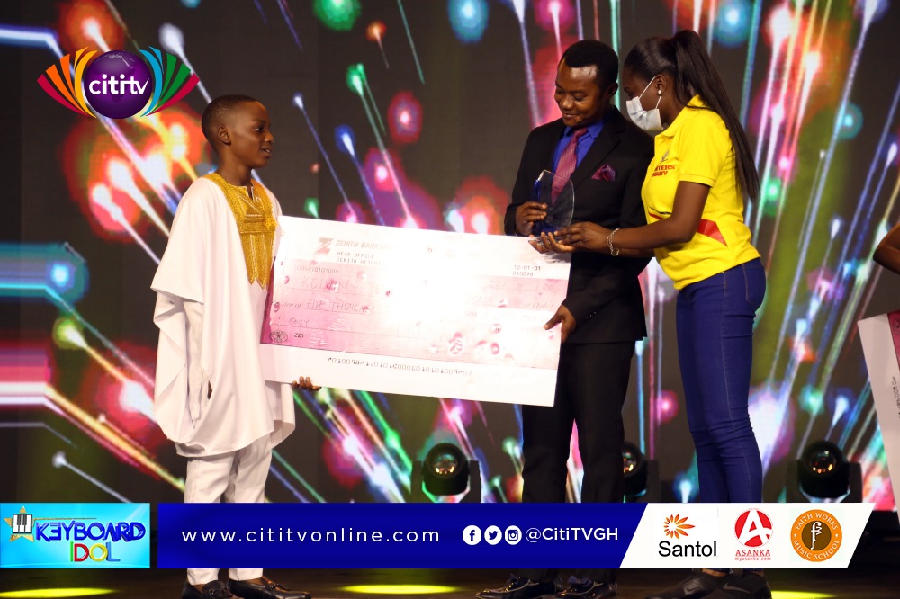 Citi973's tweet photo. The top three from @CitiTVGH's just-ended Keyboard Idol competition; Ewuradwoa Obuobia Boateng, Kelvin Yeboah Acheampong and Uriel Yeboah-Afreh join @benkoku on the #CitiCBS #KeyboardIdol https://t.co/BbfeXbKYkj