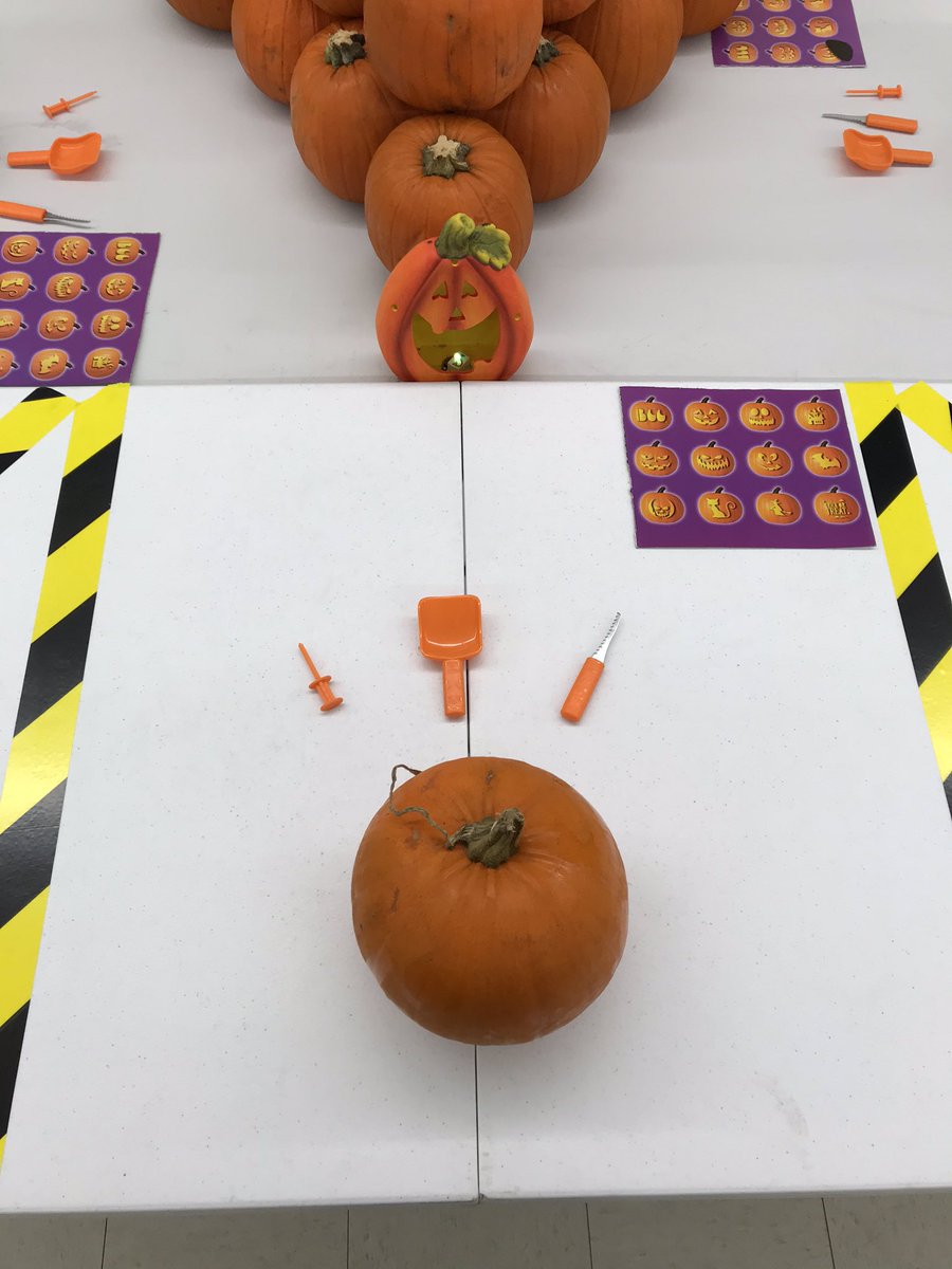 JCK3007's tweet photo. Getting ready for today’s ‘Socially Distanced’ Pumpkin carving event at our @mycoopfood Long Street store in Atherstone. Only a few places left if you are in the area, call in and book your place 🎃#LetsCooperate #SpookyHalfTermFun https://t.co/dI7o46LKLN