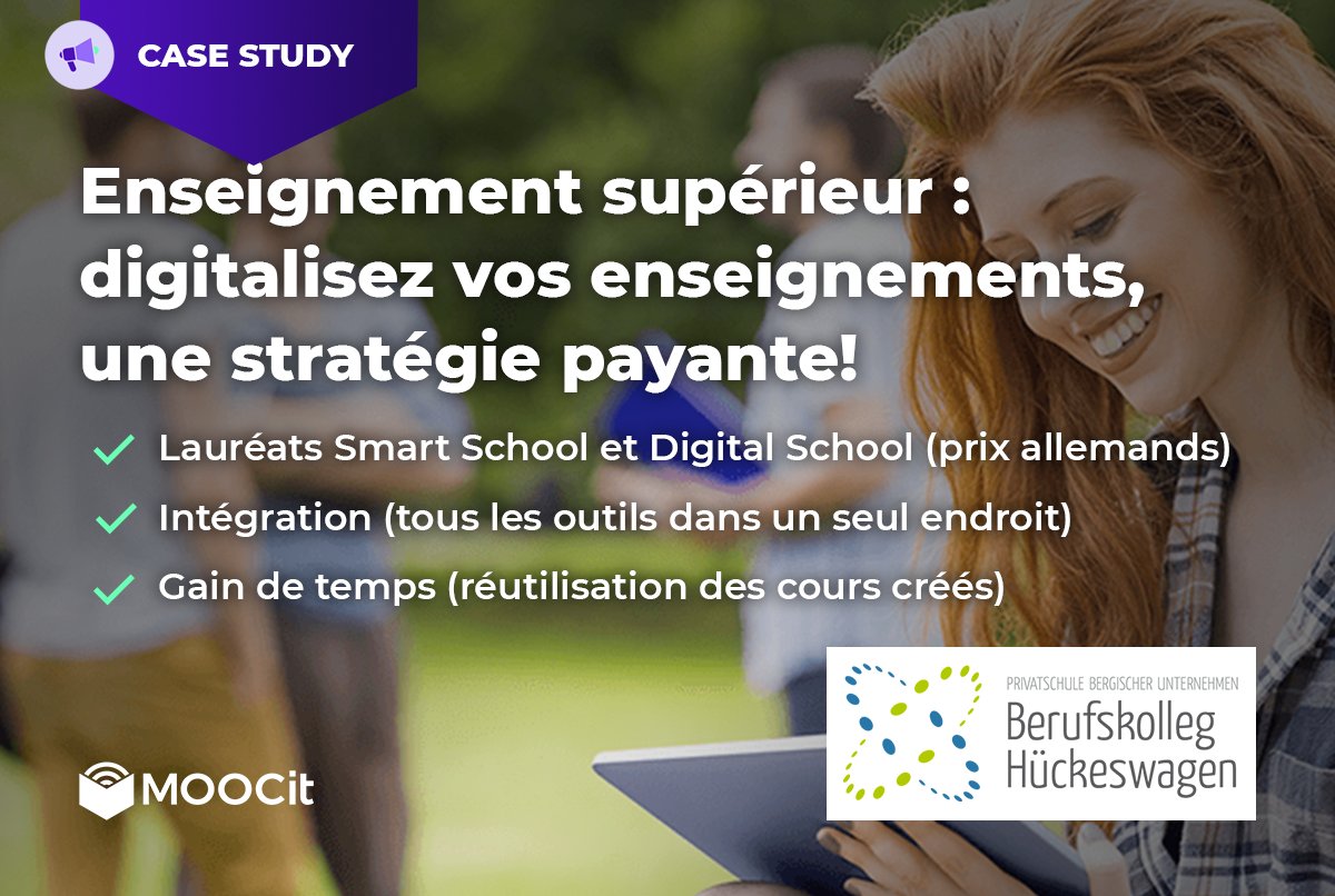 Mettre en place un LMS et digitaliser vos formations ? Une stratégie payante !

Découvrez notre étude de cas d’un établissement d’enseignement supérieur allemand, lauréat de deux prix suite à la mise en place de MOOCit:
bit.ly/3kdJx9n
#LMS #elearning #onlinecourses #MOOC