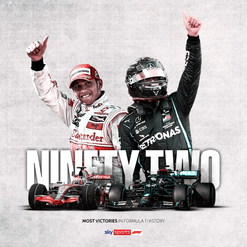 SkySportsF1's tweet photo. 92 Formula 1 victories. And what a journey it has been for @LewisHamilton

#SkyF1 | #F1