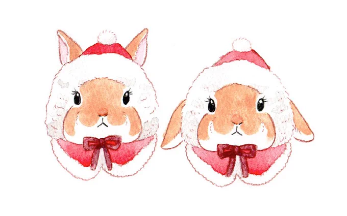 クリスマス用の作品を作ろうと思ってます。あとちょっとでもう11月...もう少ししたら年末...!!ついこの間年明けたばっかりだと思うんですけどね〜#うさぎ #サンタ #イラスト #クリスマス 