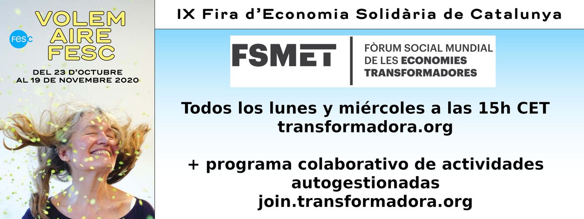 FSMET_2020's tweet photo. ☀ HOY empieza la segunda etapa del #FSMET2020: conéctate a la sesión inaugural a las 15h CET vía zoom.
🙌 Presentaremos el programa así como el mapeo y la sistematización de los trabajos de confluencias hechos hasta ahora. #EconomíasTransformadoras
https://t.co/IDtPriJgb8 https://t.co/K9lLDYyWyk