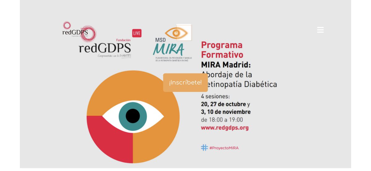 redGDPS's tweet image. Mañana 2️⃣7️⃣/1️⃣0️⃣/2️⃣0️⃣2️⃣0️⃣

⭕️ Segunda sesión de la 1era edición virtual en directo del Programa Formativo #MIRAMadrid: Abordaje de la Retinopatía Diabética. 
#ProyectoMIRA 
Te esperamos @saraartola1 @juliosagredo  #JaimeAmor y #JesusPareja
@MSDEspana