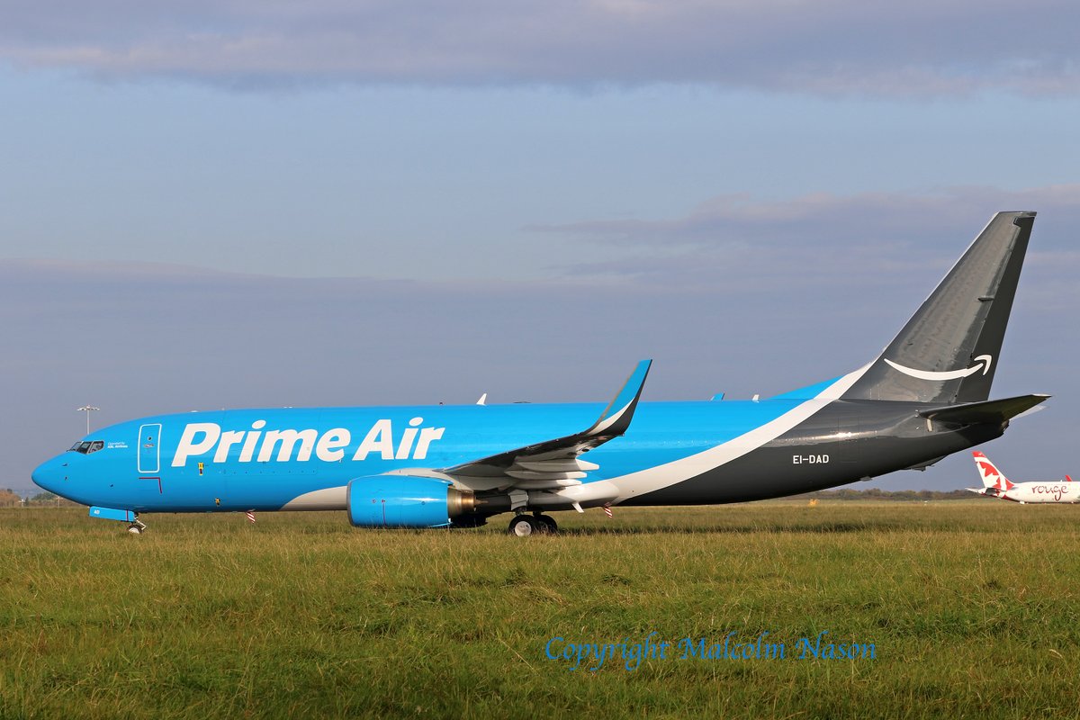 malcolm_nason's tweet photo. Boeing 737-8AS(BCF) EI-DAD is due to depart Shannon fo Cologne at 1100UTC today as ABR738P in full Amazon Prime Air colours. @amazon @ShannonAirport @cologneairport @ASLGroup #airlinenews #avgeek #aviation #airfreight https://t.co/WN3irxP7h3