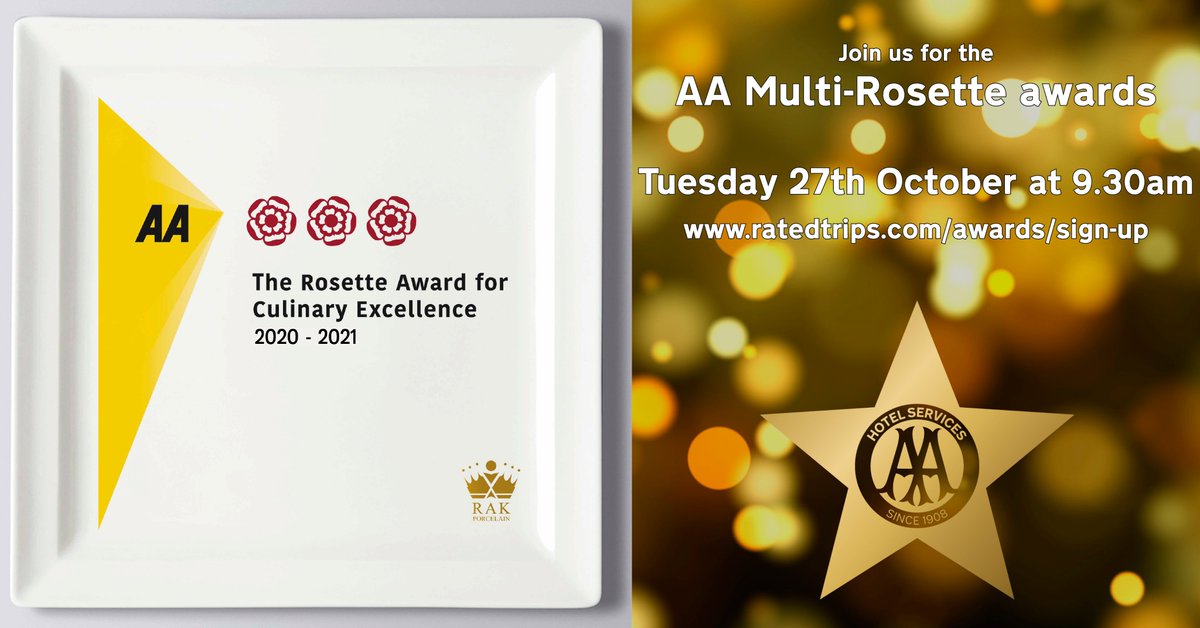 This time tomorrow we will be announcing our latest AA Rosette award winners #AARosettes #AAawards Please join at 9.30am ratedtrips.com/awards/sign-up #AAawards