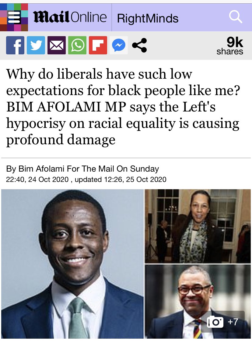 THREADIn the Mail on Sunday this weekend, Bim Afolami accused “conceited liberals” and the “progressive Left” of “patronising” black people, including himselfHe also accused a “local Lib Dem activist” of making offensive remarks about him on social media.1/