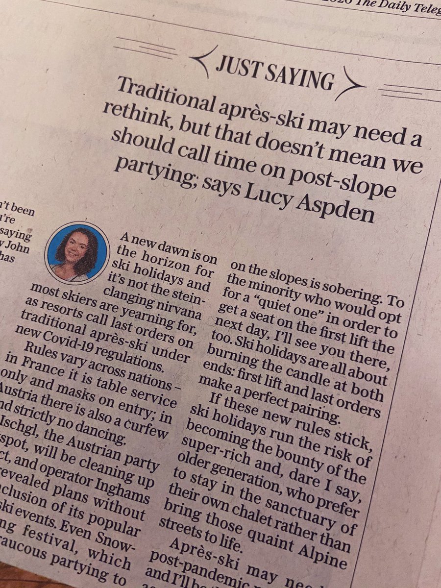 Lucy_Aspden's tweet photo. Pledging my alliance to après ski this weekend in @TelegraphTravel #justsaying https://t.co/Hyi1JYsRIf