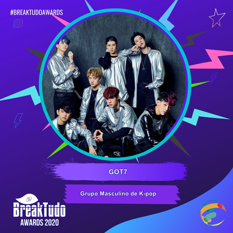 GOT7 is the 1st JYPE bg to win a brazilian award which is the breaktudo award for best kpop male group