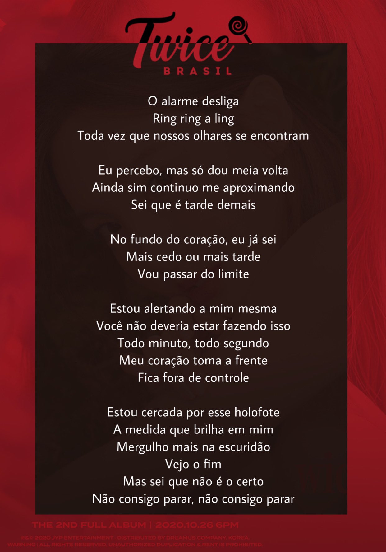 TWICE (NO) Brasil on X: 🇧🇷- Tradução da letra de “I CAN'T STOP ME.”  Ouça: 🖇  🖇Spotify   🖇Apple Music  #TWICE_CANT_STOP_US @JYPETWICE   / X