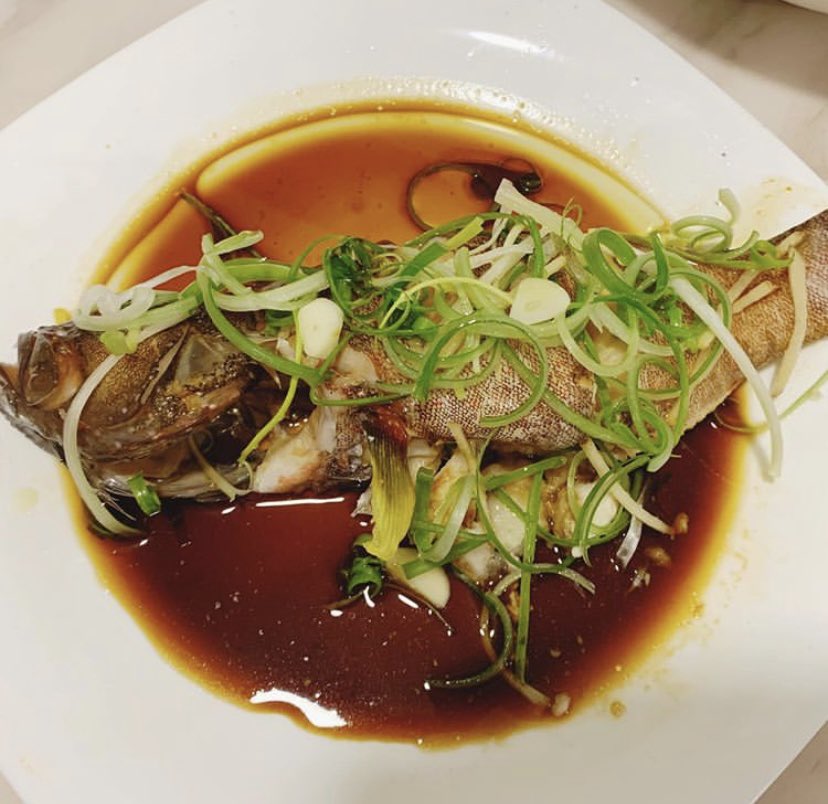 Thread on Dassain lunch at our’s today. (I set the menu, the mother, the aunt and the rest cooked it). Steamed fish in soy sauce, ginger, salt and pepper and topped with green onions.