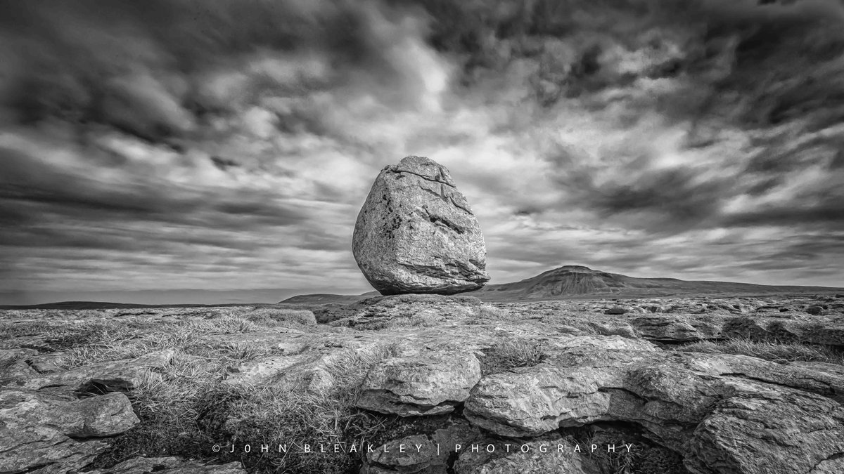 johnbleakley's tweet photo. Twistleton Scar Erratic front and centre, #Ingleborough one of the famous #Yorkshire #3peaks majestically on the horizon.#TwistletonScar #erratic #stormhour #Dales #Ingleton #ChapelLeDale @The_Dalesman @BBCCountryfile @TheDalesNT @Thisisingleton @CanonUKandIE @on_landscape https://t.co/mDBUriJhus