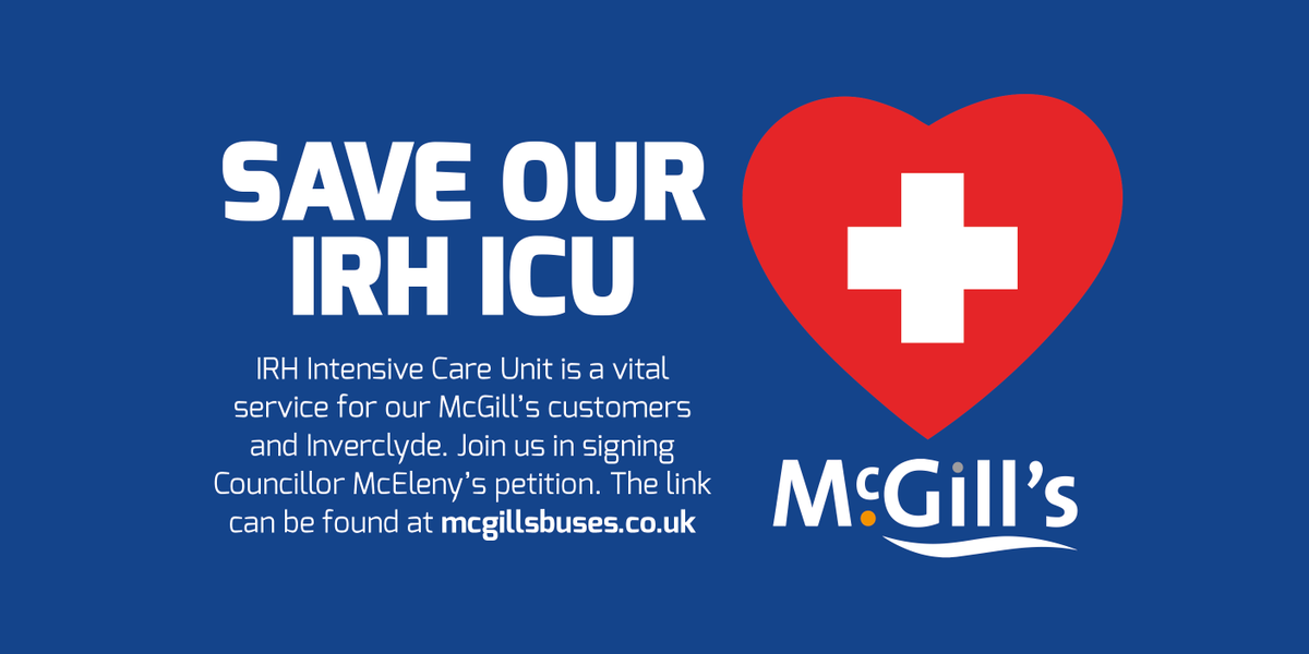 mcgillswest's tweet photo. ❤️SAVE OUR ICU❤️

Inverclyde Royal Hospital Intensive Care Unit is a vital service for our McGill's customers, staff and all of Inverclyde. 🏥

Do your part this Monday and join us in signing Councillors McEleny's petition ➡️ https://t.co/PrzQzsTdop https://t.co/KVF6krPJ6r