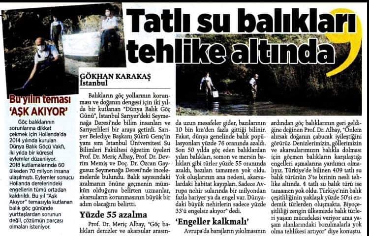 devrimmemis's tweet image. Gökhan Karakaş haberi; &quot;Tatlısu balıkları tehlike altında&quot;...
#migratoryfish 
#river #lake
#istanbuldereleri
@fishmigration 
@Aquaculture_ist