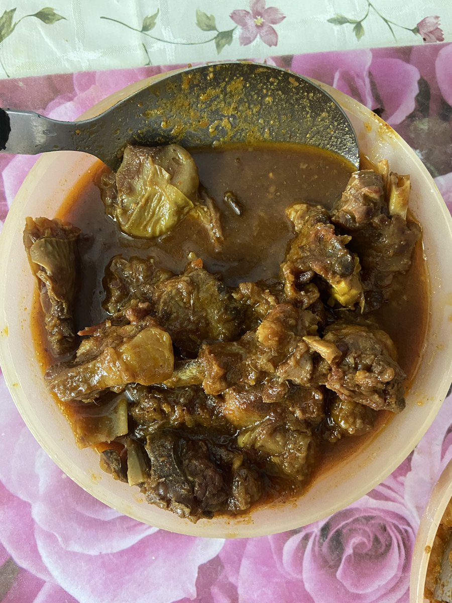 Bali (sacrifice) ka mutton curry. This is a ritual in our household, a goat is always sacrificed to the goddess on the eighth day of Navratras.