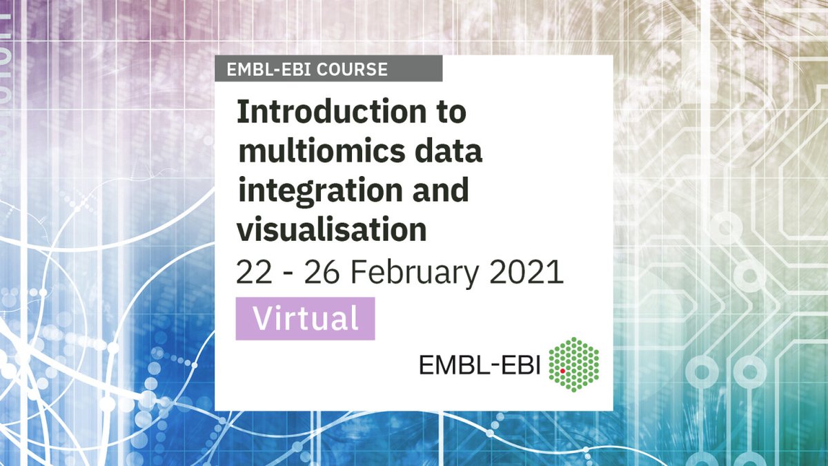 Join us in 2021 at our virtual training course 'Introduction to #multiomics data integration and #visualisation' and find out how working with public domain data can provide added value to your data. #dataviz

Applications close 1 January 2021
🔗ebi.ac.uk/training-beta/…