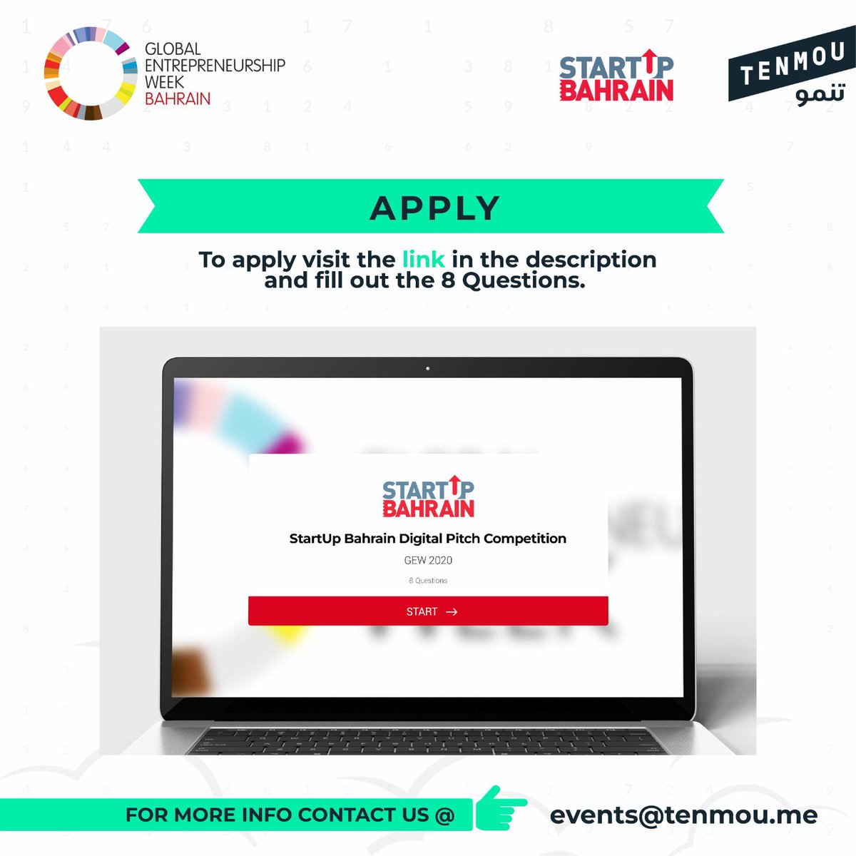 We have partnered with @startupBahrain to find some of the most innovative founders and companies who endeavour to lead the future! Apply Now form.jotform.com/202921768828466