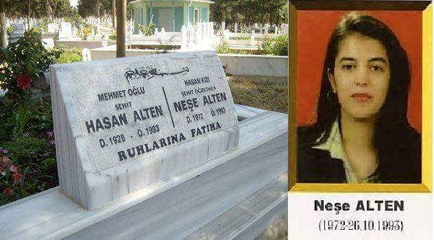 Bugün 25 günlük öğretmen Neşe Alten'in onu Bismil'e yalnız göndermeye kıyamayan babasıyla birlikte şehit edilmesinin 27. yıldönümü.