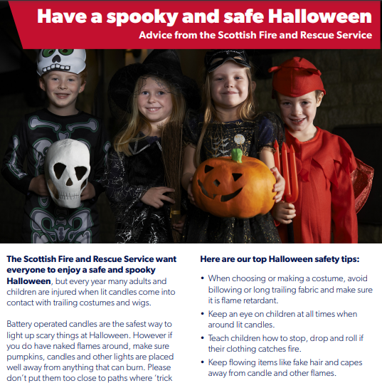 It is not long until Halloween and we are urging everyone to have a safe and spooktastic time. If you are planning on having pumpkins or open flames around your home, please read the safety advice below 

➡️ ow.ly/PaIJ50C2reX  

#SaferAutumn2020 #Halloween