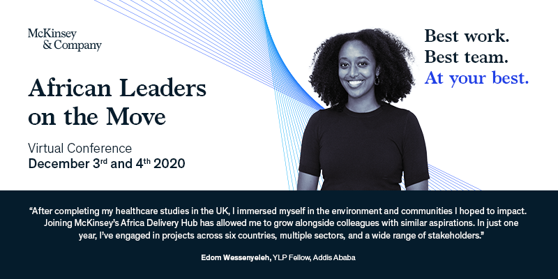 McKinseyAfrica's tweet photo. Apply to the ‘African Leaders on the Move’ event. Come learn about how our work is contributing to change in diverse sectors on the continent, and discover exciting career opportunities.  
Date: December 3rd and 4th. Apply here: https://t.co/lFbUZGx2Yg https://t.co/QkqnEjl8x2