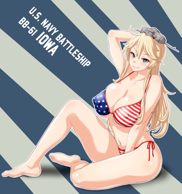 星条旗ビキニのアイオワちゃん。バランスをちょっと修正したけどケツでかいな。まあ実際デカイだろうし良しとする! 