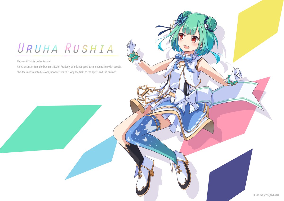 uruha rushia 1girl hololive idol uniform solo idol clothes double bun hair bun white gloves  illustration images
