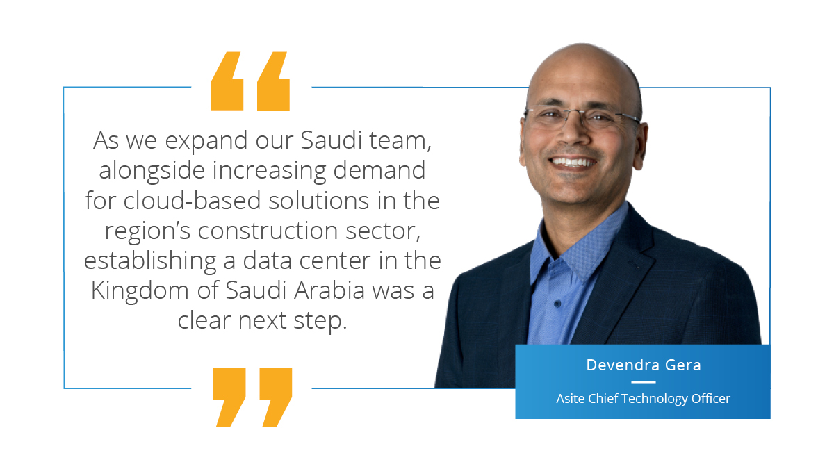 As part of our expansion into the Middle East, we have opened a new data center in the Kingdom of Saudi Arabia. Read our latest news article to find out more and hear from Asite CTO, Devendra Gera, on what the data center means for Asite. lnkd.in/eaUcukB #construction