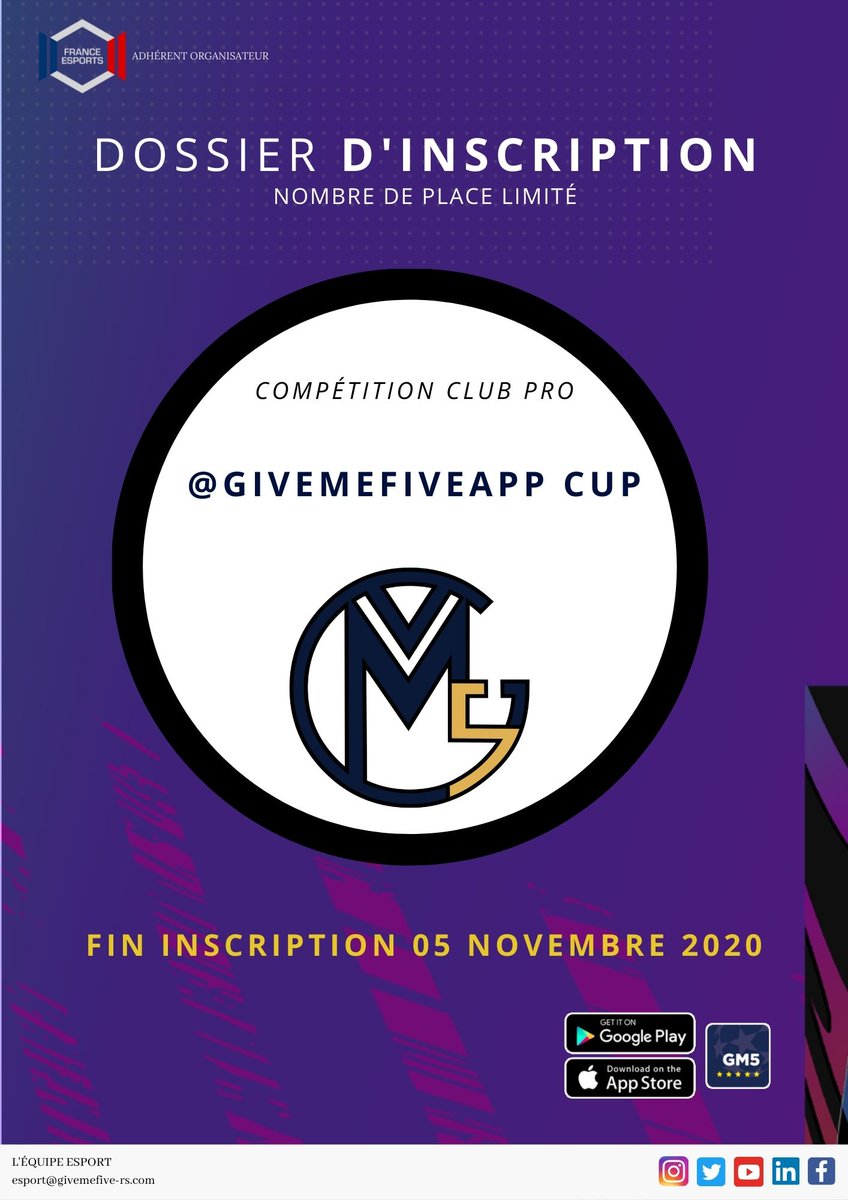 GiveMeFiveApp's tweet photo. GiveMeFive révolutionne FIFA 21 avec sa compétition club pro ! 

Les inscriptions ouvrent aujourd’hui : 
📲 Tout ce passe sur une seule App Mobile
🎙 Matchs retransmis et commentés
💰 Entièrement Gratuit
🗽 Organisation libre des matchs (4/semaine)

Alors ? Êtes-vous prêt ? https://t.co/uyZd9qzchS