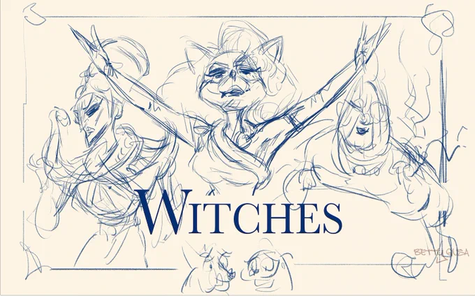Actually, I've already draw "witches"sketch before taking survey?#CrashBandicoot  #witches 
