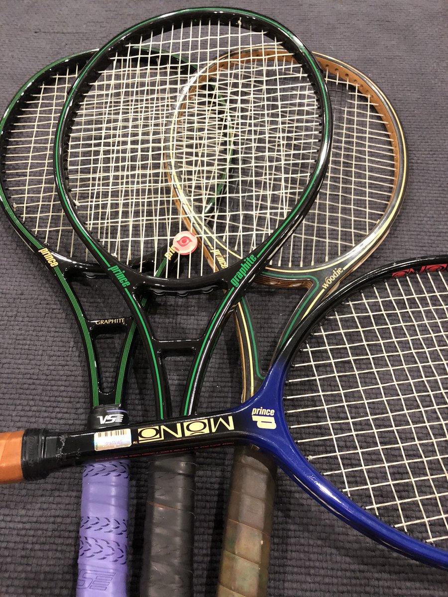 All_That_Racket's tweet photo. A little something from the my vintage classic @Prince_Tennis collection... Prince Boron, Super Graphite, Graphite 4 Stripe, Graphite 125 series, Precision Mono & Woodie #allthatracket https://t.co/NFg2QZgXYx