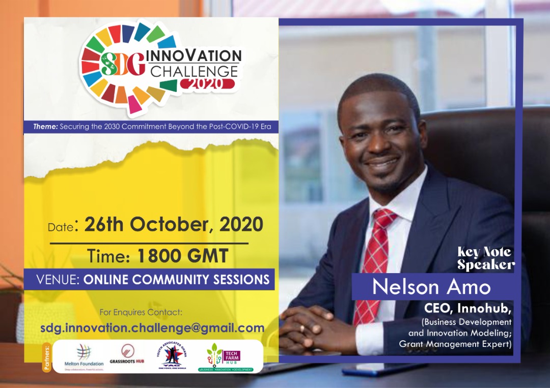 TECHFARMHub's tweet image. #SDGInnovationChallenge2020 begins today, Monday 26th October, 2020 online. #GetUpdates 

@MFGlobalCitizen
@grassrootshubgh @YagGhana @youthsdgssummit @TECHFARMHub #StayInteractive #ChangeMakers