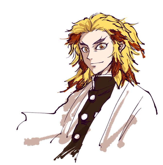 深海コヨーテさんがTwitterに投稿した煉獄杏寿郎(鬼滅の刃)のイラスト。