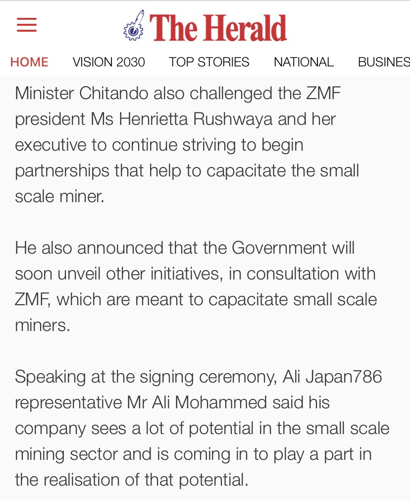 3. Just a few days ago, Rushwaya was with the Minister of Mines, Winston Chitando where big deals were announced. Also present at the ceremony was that Ali Mohammed of Ali Japan786, the chap who Rushwaya is implicating as her principal in the gold smuggling. The Herald covered it