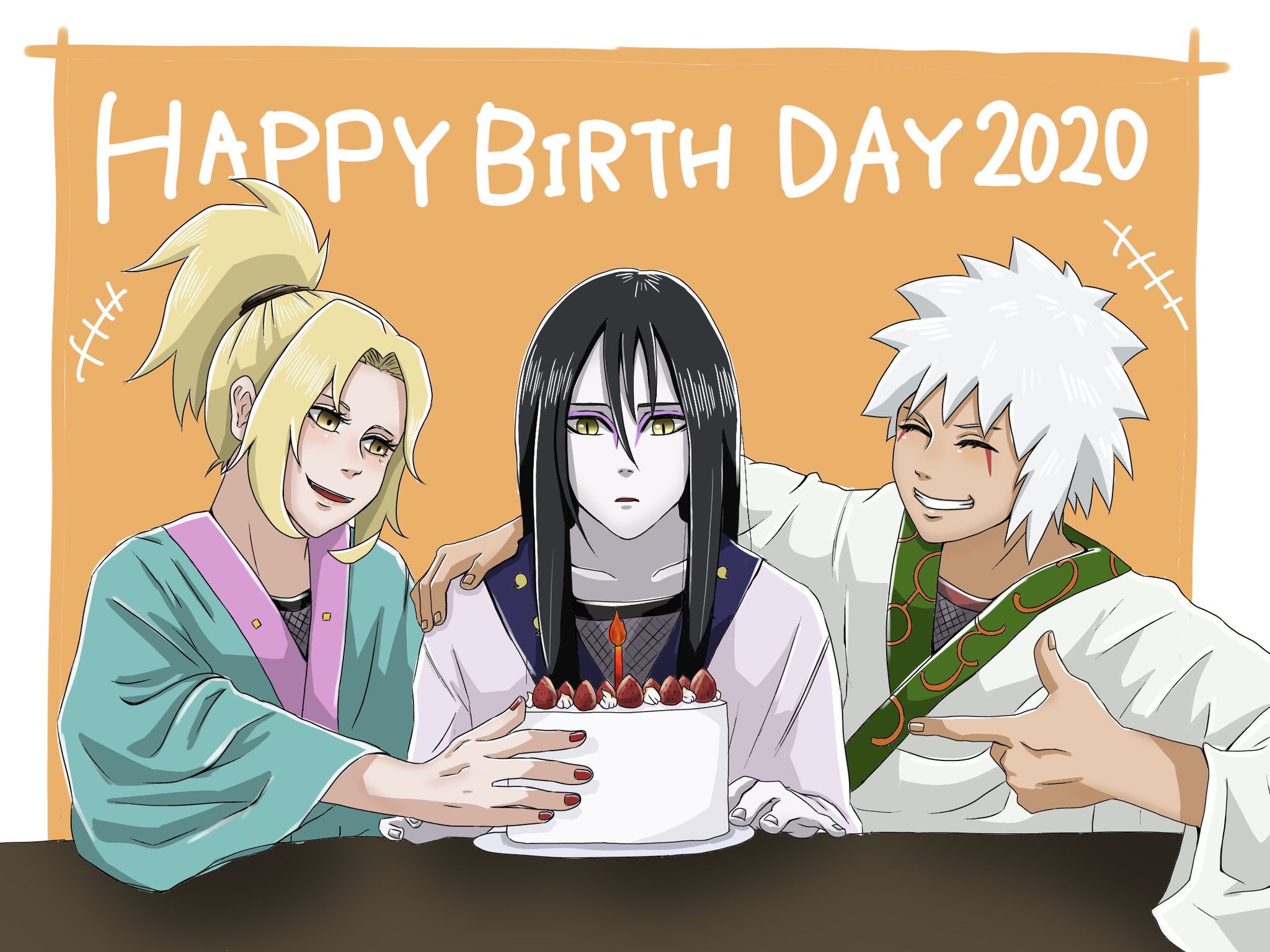 おにぎり 大蛇丸生誕祭 大蛇丸誕生祭 伝説の三忍かっこよくて好き 大人になって大蛇丸が里抜けしてからも自来也と綱手は大蛇丸のこと考えてるところもすき T Co Og18lqmann Twitter