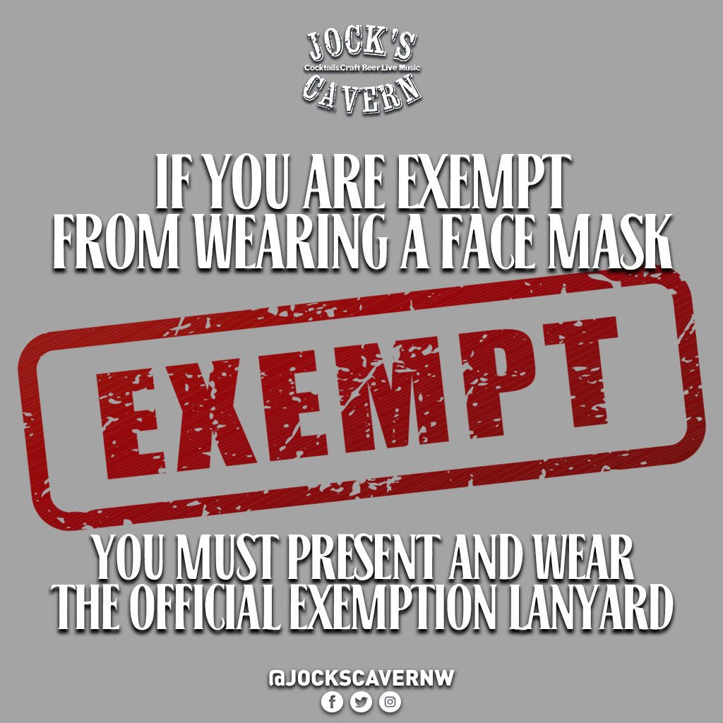 Please remember to check in using the Track &amp; Trace app when you pay us a visit for the safety of you and all our customers 📲

Don't forget to bring your face mask with you when you visit - If you're exempt you must wear your exemption lanyard 😷

#jockscavern #jocksWakefield