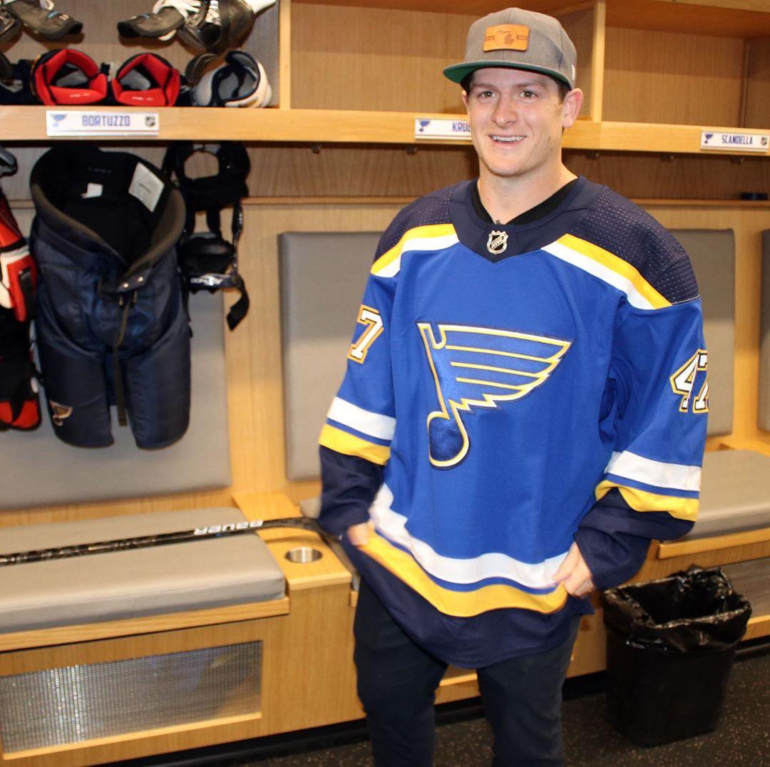 NHL's tweet photo. First look at @ToreyKrug in @StLouisBlues threads! 

(📸: @StLouisBlues) https://t.co/Q3SRI5W4md