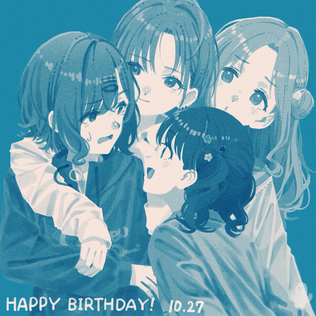 浅倉透 ,福丸小糸 ,樋口円香 ,市川雛菜 「みんなで?㊗
#樋口円香生誕祭2020 」|まつ平🌵のイラスト