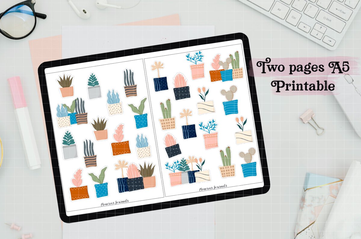 Nekitosayuri's tweet photo. STICKERS DIGITALES/IMPRIMIBLES decorativos, dibujados y pintados a mano, para bullet journal y agendas digitales - Set Potted Life https://t.co/kEZb3M3obb via @Etsy EN OFERTA! 40% OFF https://t.co/EKi6ZAcYCM