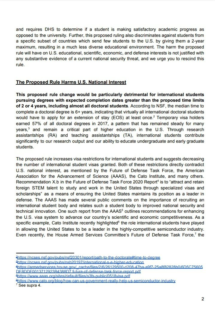 This morning, on behalf of student governments and student unions at 51 universities, representing 850,000+ students,  @ThatBBLane and I wrote to DHS in opposition to it's proposed rule limiting the length of student visas. 1/ https://www.cmu.edu/stugov/gsa/External-Advocacy/public-comment.pdf