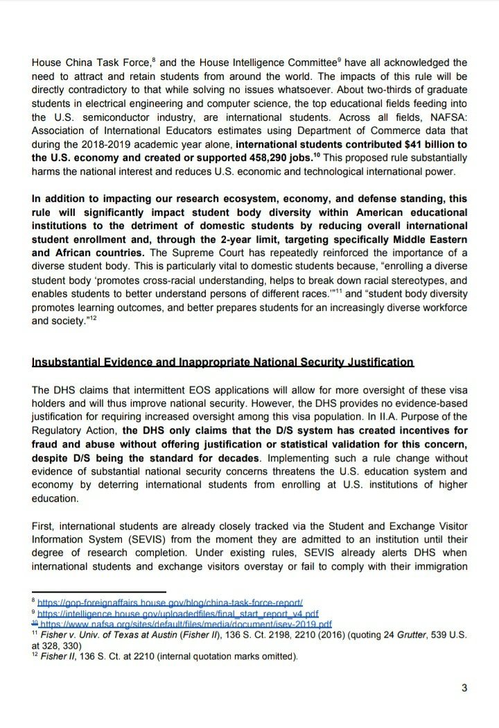 This morning, on behalf of student governments and student unions at 51 universities, representing 850,000+ students,  @ThatBBLane and I wrote to DHS in opposition to it's proposed rule limiting the length of student visas. 1/ https://www.cmu.edu/stugov/gsa/External-Advocacy/public-comment.pdf