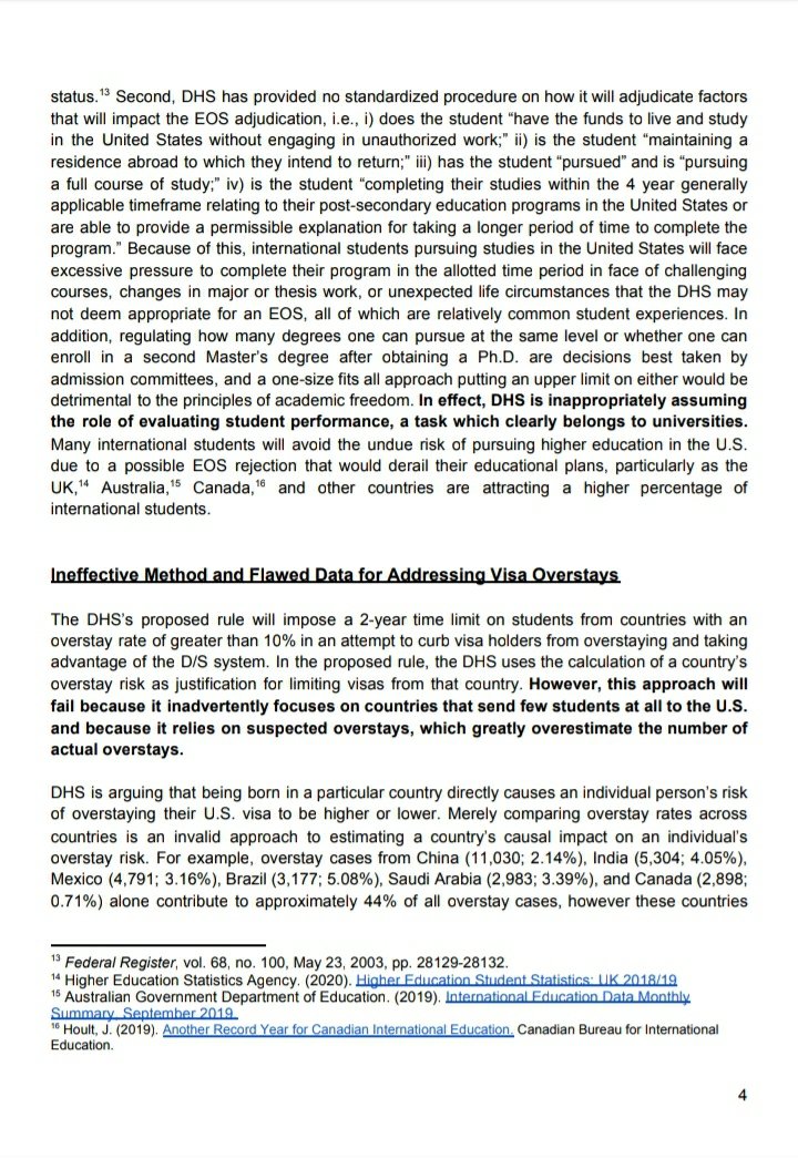 This morning, on behalf of student governments and student unions at 51 universities, representing 850,000+ students,  @ThatBBLane and I wrote to DHS in opposition to it's proposed rule limiting the length of student visas. 1/ https://www.cmu.edu/stugov/gsa/External-Advocacy/public-comment.pdf