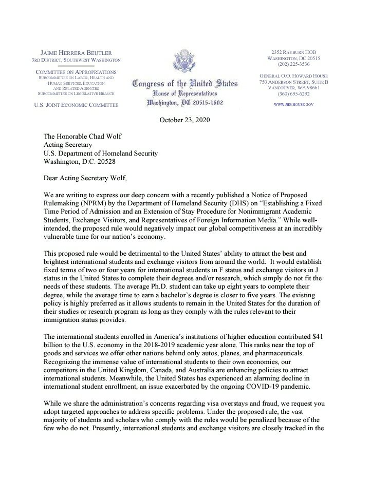 A similar letter was sent to DHS by 20 House GOP members led by  @HerreraBeutler, last Friday. 13/