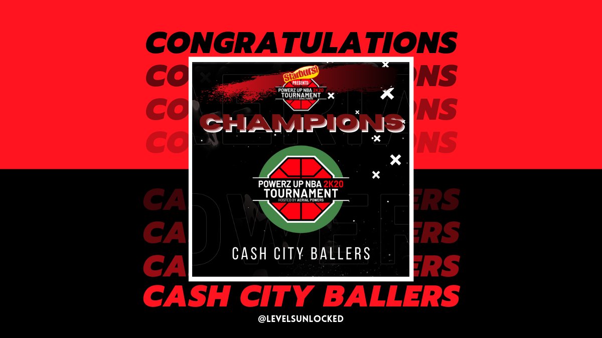 levelsunlocked's tweet photo. Congratulations to the Champions, the Cash City Ballers, on winning the Powerz Up #NBA2K20 Tournament presented by Starburst, hosted by Aerial Powers! 🏆
@Graytness_15, @HazelChildress_ & @nadiavon21!
#PowerzUp #Starburst #UnexplainablyJuicy #HyperX #LevelsUnlocked https://t.co/HT84AdjotY