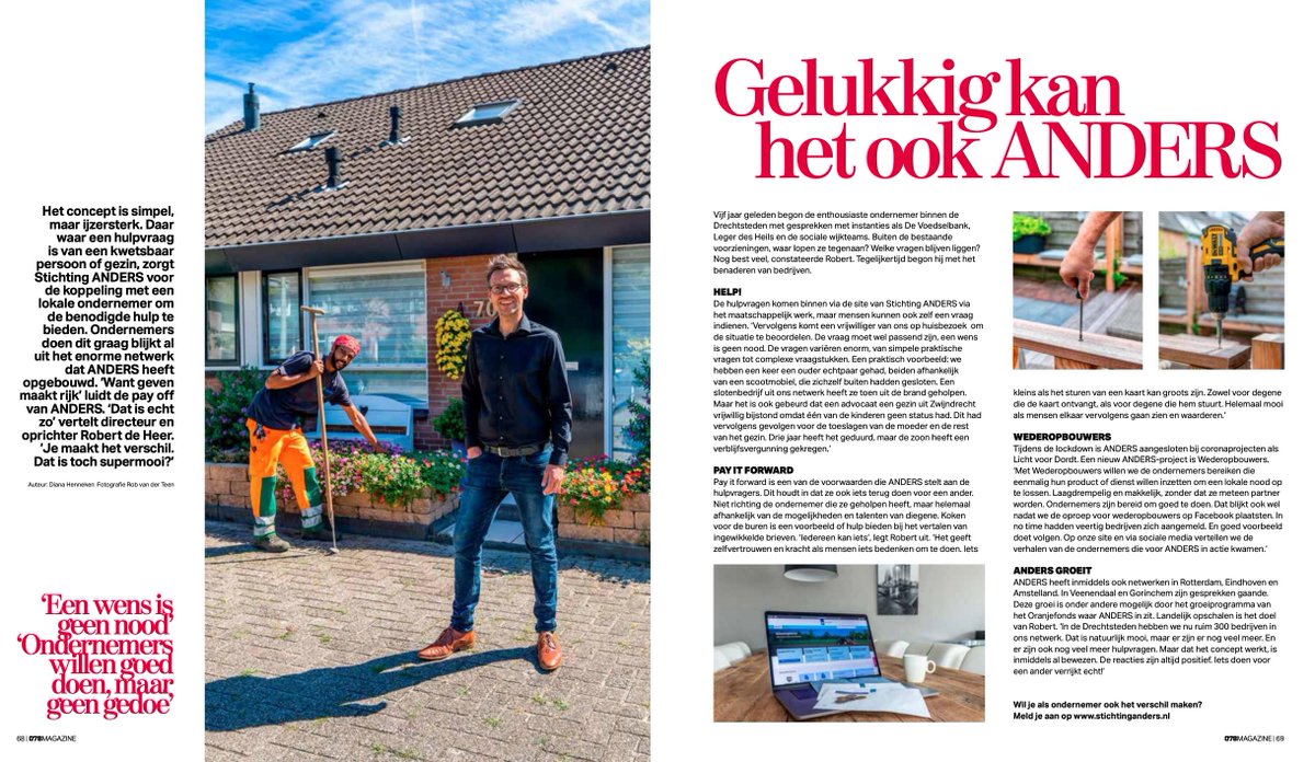 Wat een gaaf artikel over Stichting ANDERS in het nieuwe 078 magazine! Lees je mee? 😃💛
Het is in totaliteit ook te lezen via deze link: issuu.com/078media/docs/…
#gevenmaaktrijk #leestip