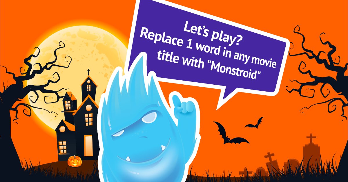 😈Let's play a spooky game?

Replace any word in your favourite movie title with "Monstroid" and see where it goes👇

#halloween #Halloween2020 #Spooktober #HalloweenAtHome #film