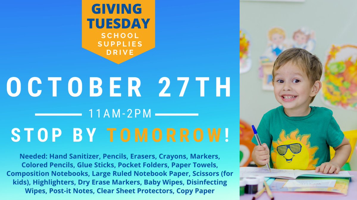 Rotary_LWR's tweet photo. We're collecting school supplies tomorrow for @Manateeschools . Safe, contactless drop-off at @GROVEdining  from 11am-2pm. #GivingTuesday #20N20 #LWRrotary https://t.co/nwNLoE5yGZ