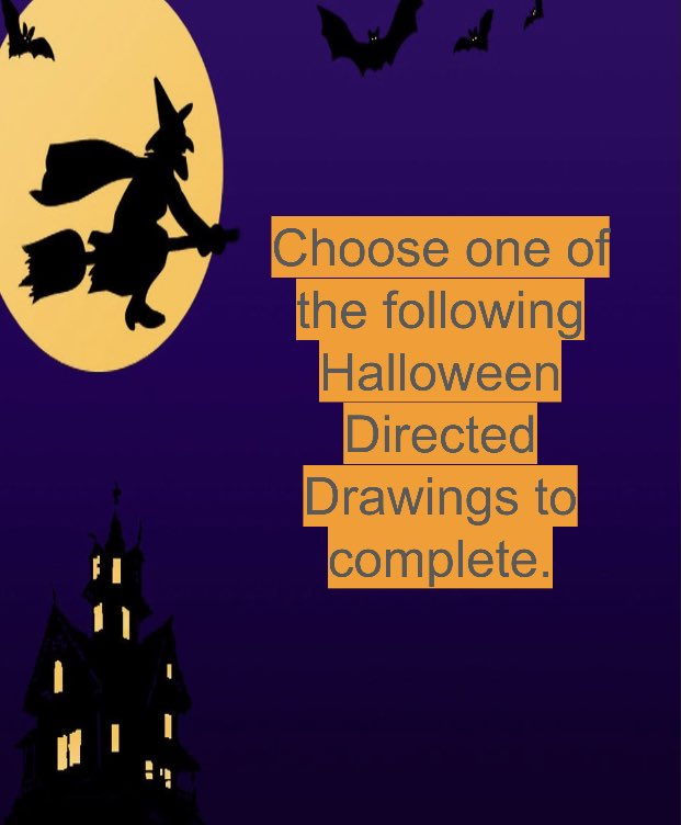MrsZanier's tweet photo. Can’t wait to see how these Halloween Directed Drawings turn out! Keep your eyes out for the finished products 👀 https://t.co/nkmjKH9dor