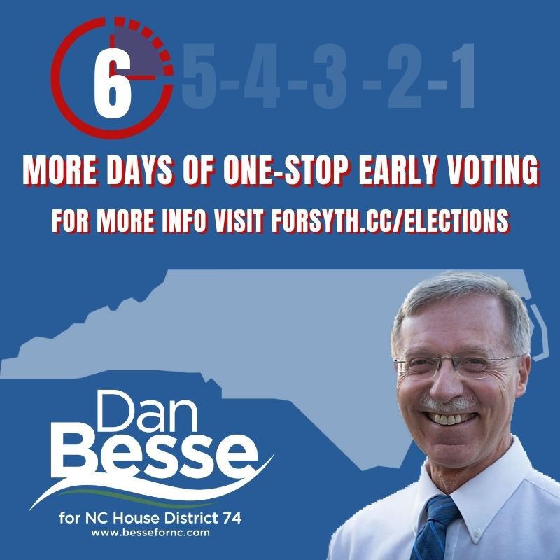 besse4forsyth's tweet photo. There are only 6 days of One-Stop Early Voting left! #TeamBesse needs 1 more poll greeter and 5 more phonebankers to hit our goals for today. Can you help us? Sign up here:
https://t.co/HnULcqPqwI https://t.co/X648v7zfRZ