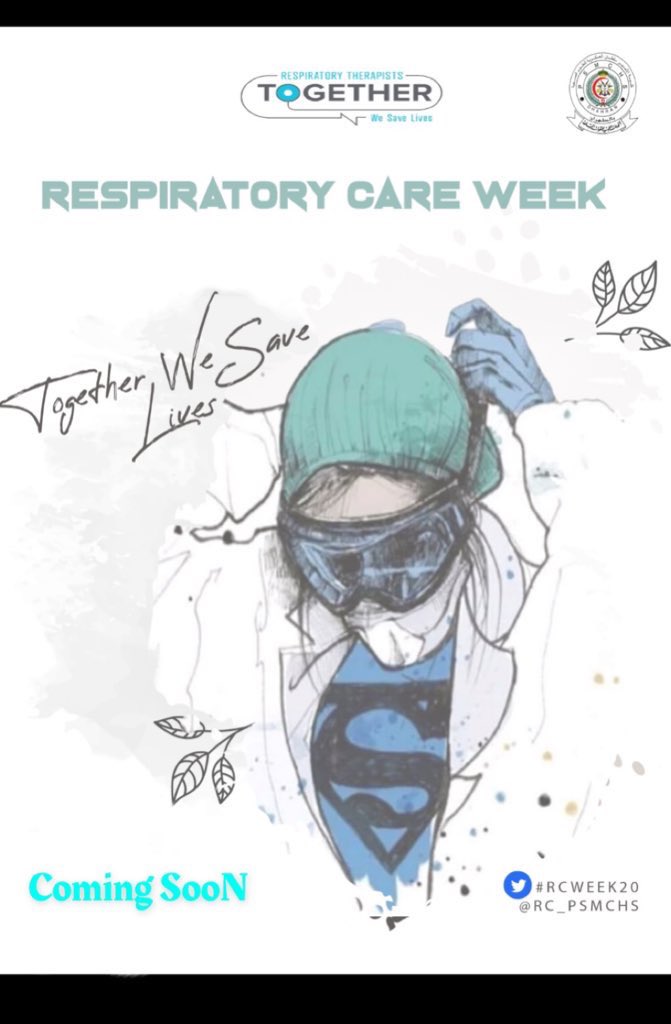 RCmeshal's tweet photo. SOON ✌🏻✌🏻
Wait For us in celebration of RC Week
Together We Save Lives
RC Superhero
@RC_PSMCHS
#RCWeek20
#AARC
#SCRC_A_RT
#SCRC_RTWeek
#RC_week
#psmchs
#respiratoryweek #iau https://t.co/9LcFAhbILu