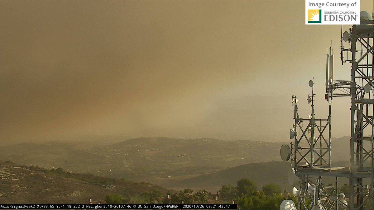 This camera is looking NNE at the fire from the Newport Coast area.  #SilveradoFire