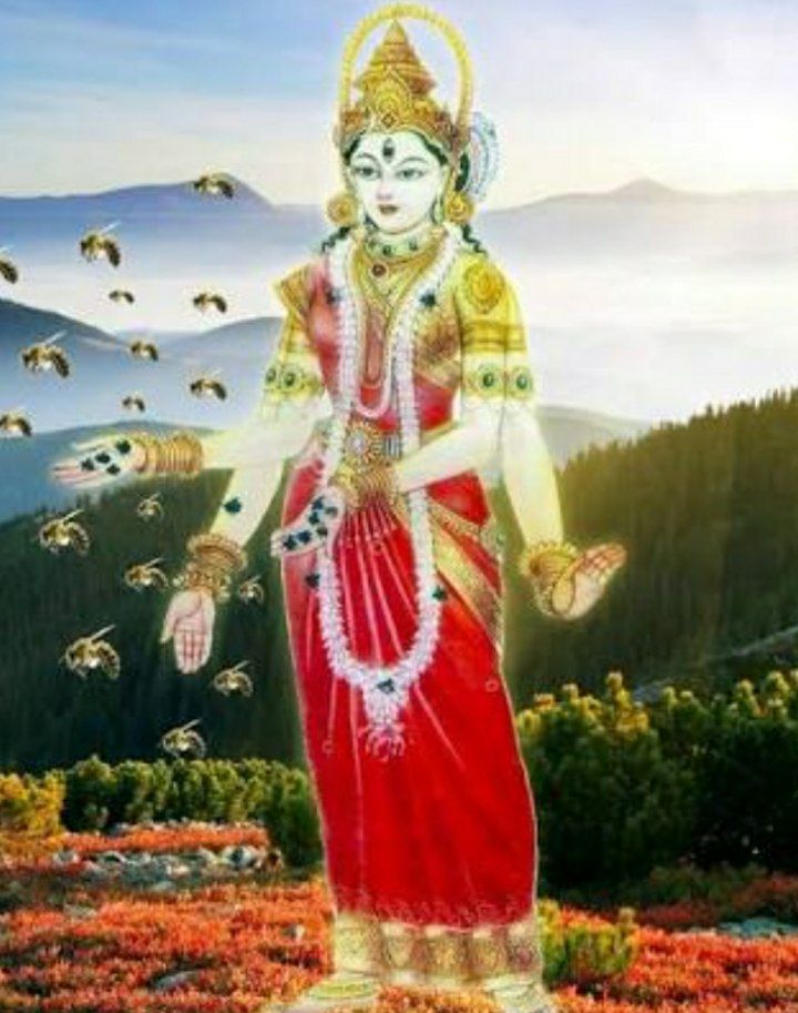 BHRAMARI DEVI:-   #THREADThe six illustrious sons of Vaivasvat Manu started their tapasya near the Yamuna. They started their worship to Bhagwati. They strictly adhered to their worship of Maa Bhagwati Bhramari, controlling their breathing, with very frugal or no food.